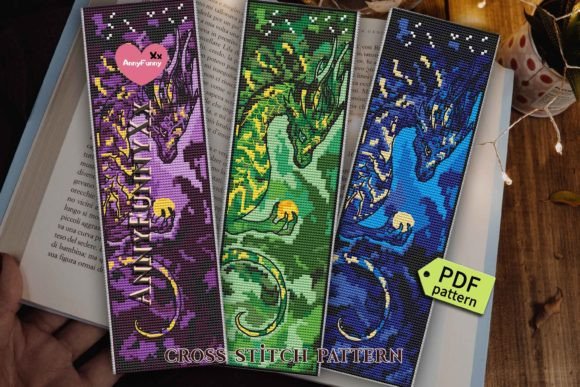 Dragons Bookmark Cross Stitch Pattern