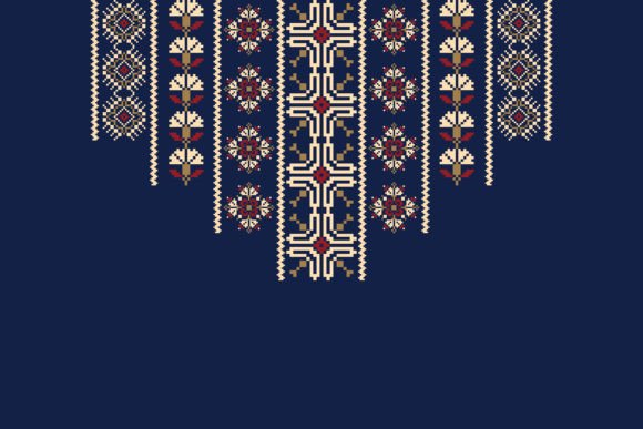 Floral Cross Stitch Neckline Pattern
