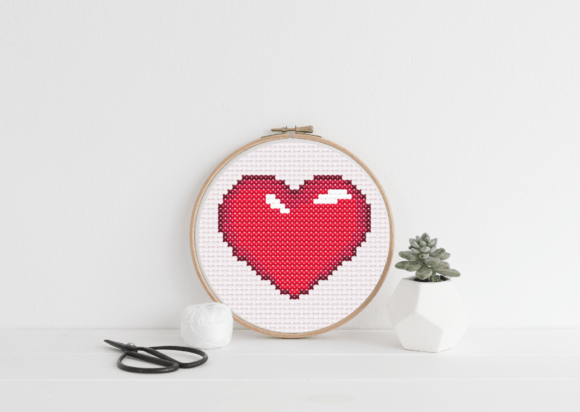 Simple Red Heart Cross Stitch Pattern