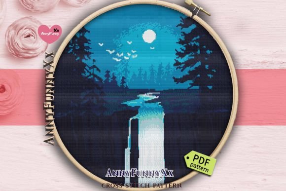 Waterfall Cross Stitch Pattern PDF