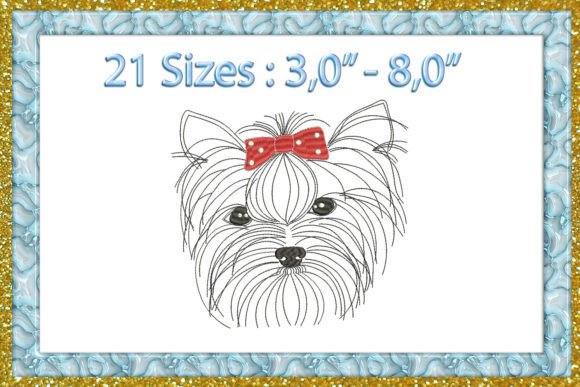 Yorkshire Terrier Bow Embroidery Design